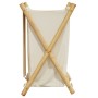 Cesto de la ropa sucia de bambú blanco crema 41,5x36x63,5 cm