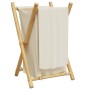Cesto de la ropa sucia de bambú blanco crema 41,5x36x63,5 cm