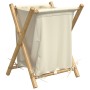 Cesto de la ropa sucia de bambú blanco crema 45x55x63,5 cm