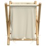 Cesto de la ropa sucia de bambú blanco crema 45x55x63,5 cm