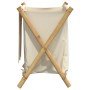 Cesto de la ropa sucia de bambú blanco crema 45x55x63,5 cm