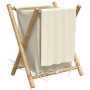 Cesto de la ropa sucia de bambú blanco crema 45x55x63,5 cm