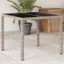 Mesa de jardín superficie vidrio ratán PE gris claro 90x90x75cm
