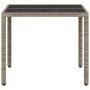 Mesa de jardín superficie vidrio ratán PE gris claro 90x90x75cm