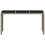 Mesa de jardín superficie de vidrio ratán PE gris 150x90x75 cm