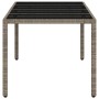 Mesa de jardín superficie de vidrio ratán PE gris 190x90x75 cm