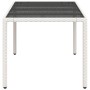 Mesa de jardín superficie de vidrio ratán PE blanco 190x90x75cm