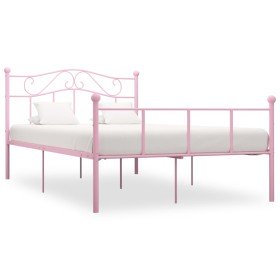 Estructura de cama sin colchón metal rosa 160x200 cm Estructura de cama sin colchón metal rosa 160x200 cm