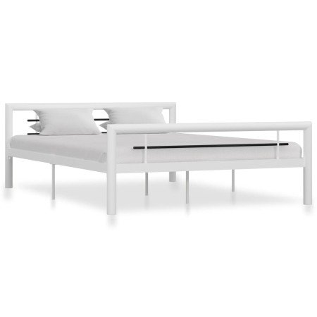 Estructura de cama sin colchón metal blanco y negro 120x200 cm
