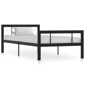 Estructura de cama sin colchón metal blanco y negro 90x200 cm