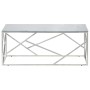 Mesa de centro plateada acero inoxidable y vidrio templado