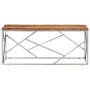 Mesa de centro acero inoxidable plateado y madera maciza acacia