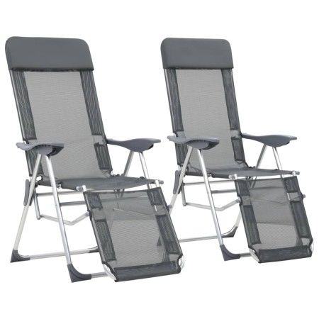 Klappbare Campingstühle mit Fußstütze 2 Stück Textilene grau von vidaXL, Gartenstühle - Ref: Foro24-360145, Preis: 169,38 €, ...