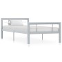Estructura de cama sin colchón metal gris y blanco 90x200 cm