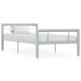 Estructura de cama sin colchón metal gris y blanco 90x200 cm