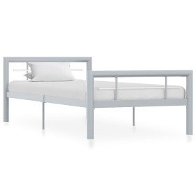 Estructura de cama sin colchón metal gris y blanco 90x200 cm en Camas y somieres | Comprar online en Foro24