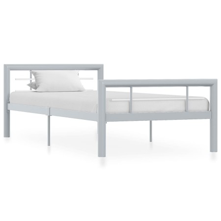 Estructura de cama sin colchón metal gris y blanco 90x200 cm