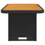 Mesa de jardín madera de acacia y ratán PE negro 90x55x71 cm