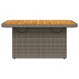 Mesa de jardín ratán sintético y madera acacia gris 90x55x71 cm