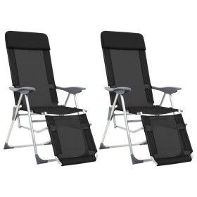Klappbare Campingstühle mit Fußstütze, 2 Stück, Textilene schwarz von vidaXL, Gartenstühle - Ref: Foro24-360146, Preis: 179,0...