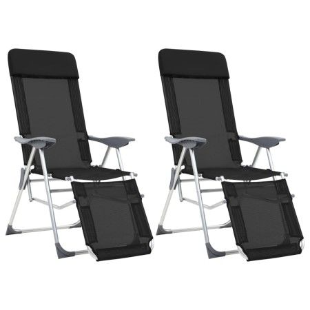 Folding camping chairs footrest 2 pcs textilene black by vidaXL, Garden chairs - Ref: Foro24-360146, Price: 178,86 €, Discoun...
