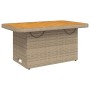 Mesa de jardín ratán sintético madera acacia beige 90x55x71 cm