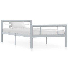 Estructura de cama sin colchón metal gris y blanco 100x200 cm Estructura de cama sin colchón metal gris y blanco 100x200 cm