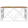 Mesa de centro acero inoxidable y madera maciza acacia plateado