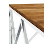 Mesa de centro acero inoxidable y madera maciza acacia plateado