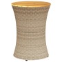Mesa de jardín forma de tambor ratán sintético y madera beige