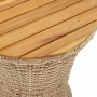 Mesa de jardín forma de tambor ratán sintético y madera beige