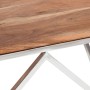 Mesa de centro acero inoxidable plateado y madera maciza acacia