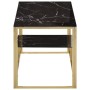 Mesa de centro dorada acero inoxidable y vidrio templado