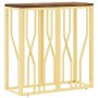 Mesa consola acero inoxidable y madera maciza reciclada dorada