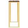 Mesa consola acero inoxidable y madera maciza reciclada dorada