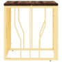 Mesa de centro acero inoxidable madera maciza reciclada dorada