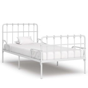 Cama con somier sin colchón metal blanco 90x200 cm Cama con somier sin colchón metal blanco 90x200 cm
