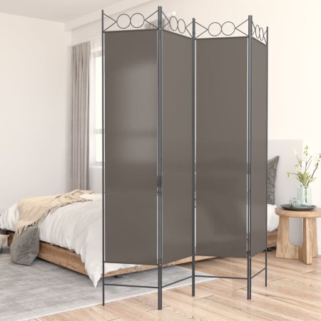 Biombo divisor de 4 paneles de tela gris antracita 160x200 cm