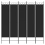 Biombo divisor de 5 paneles de tela negro 200x200 cm