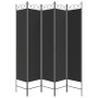 Biombo divisor de 5 paneles de tela negro 200x200 cm