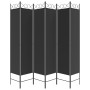 Biombo divisor de 6 paneles de tela negro 240x200 cm