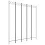 Biombo divisor de 5 paneles de tela blanco 200x220 cm