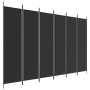 Biombo divisor de 6 paneles de tela negro 300x200 cm