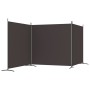 Biombo divisor de 3 paneles de tela marrón 525x180 cm