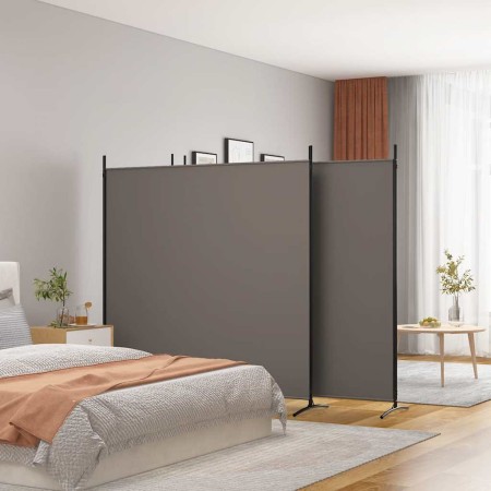 Biombo divisor de 4 paneles de tela gris antracita 698x180 cm