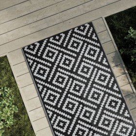 Alfombra de exterior ARAKIL blanca y negra 80x150 cm PP
