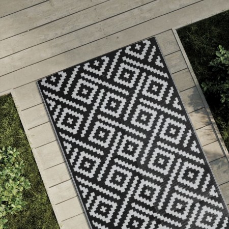 Alfombra de exterior ARAKIL blanca y negra 80x150 cm PP