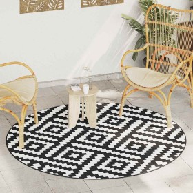 Alfombra de exterior ARAKIL blanco y negro Ø200 cm PP
