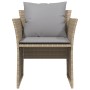 Sillón de jardín con reposapiés ratán sintético beige