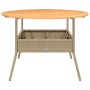 Mesa de jardín superficie de madera ratán PE beige Ø110x71 cm